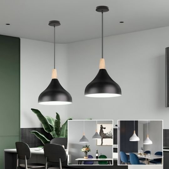 Suspension luminaire noire table chaises plante  LUMINAIRE VOGUE